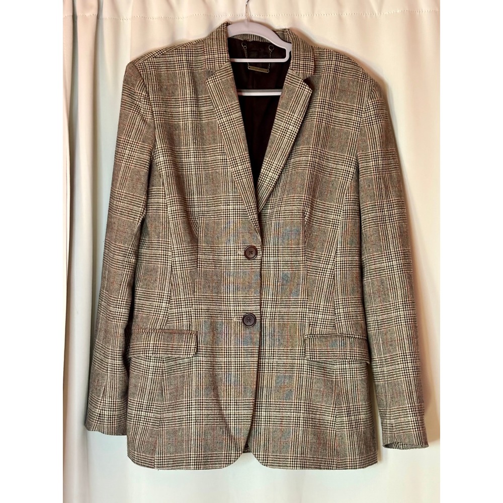 Capulet Jones Blazer Medium Tobacco Glen Plaid 2 Button Wool Blend Tweed BLH1701